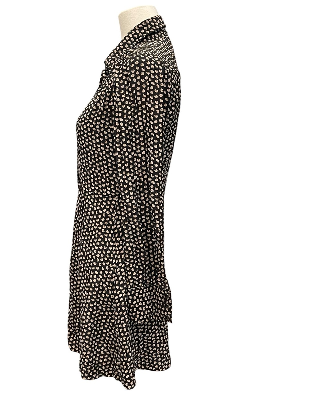 Re/Done Black and White Polka Dot Long Sleeve Shirt Dress - Picture 3 of 7